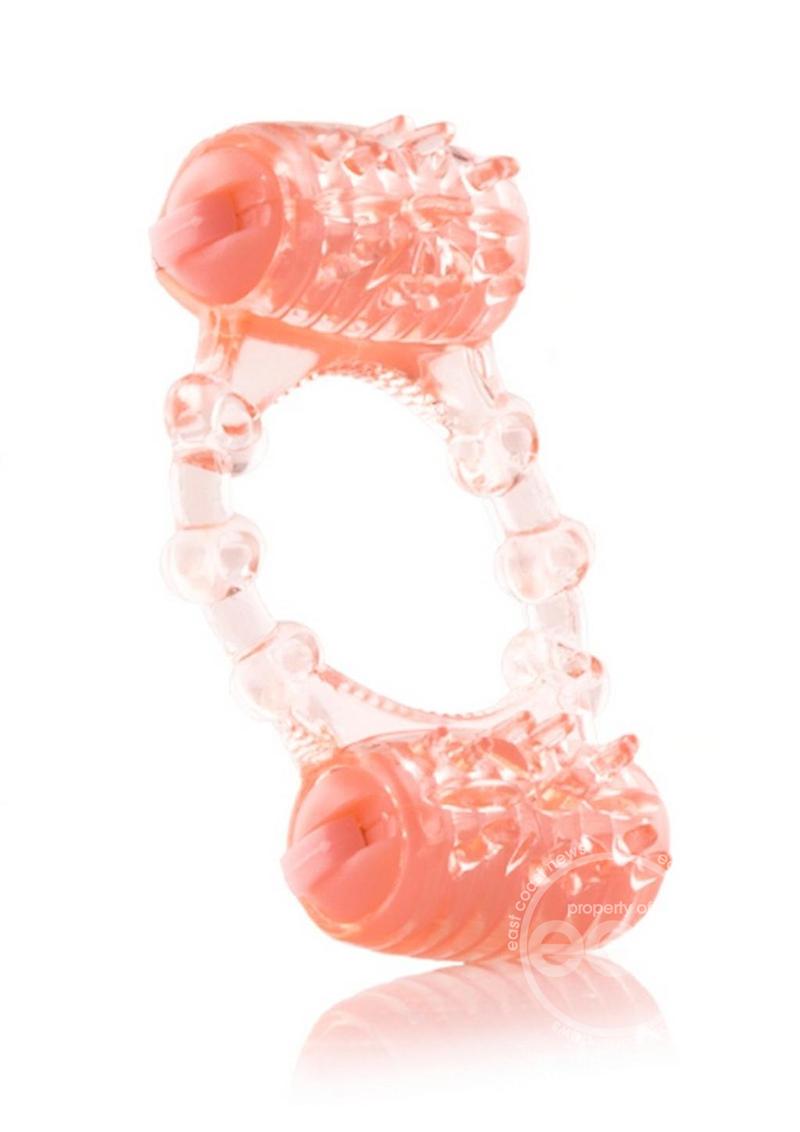 Two-O Double Pleasure Ring Silicone Cock Ring - Vanilla
