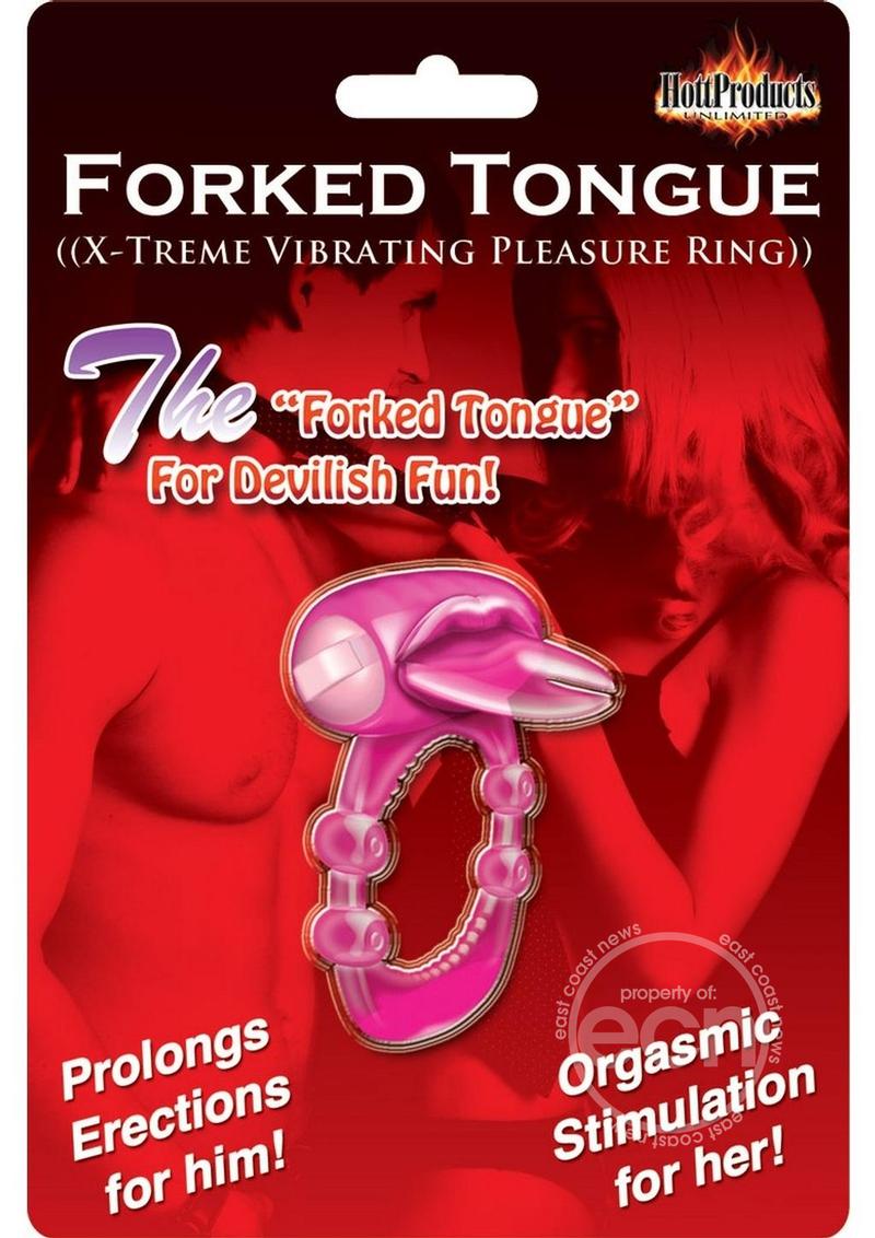 Forked Tongue Vibrating Silicone Cock Ring Waterproof - Magenta