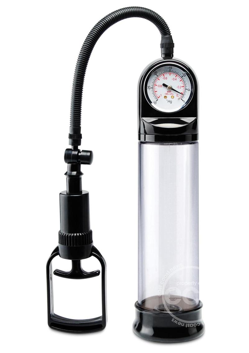 Pump Worx Accu-Meter Power Penis Pump - Clear and Black