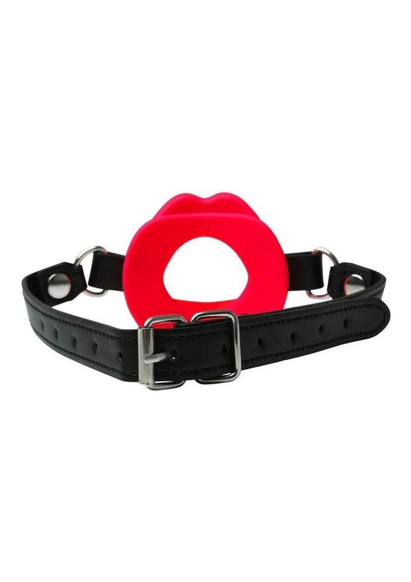 Sex & Mischief Silicone Lips Open Mouth Gag - Red