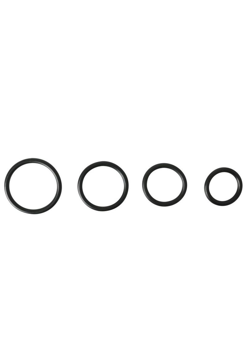 Sportsheets Rubber O Ring Cock Ring (4 Pack) - Black