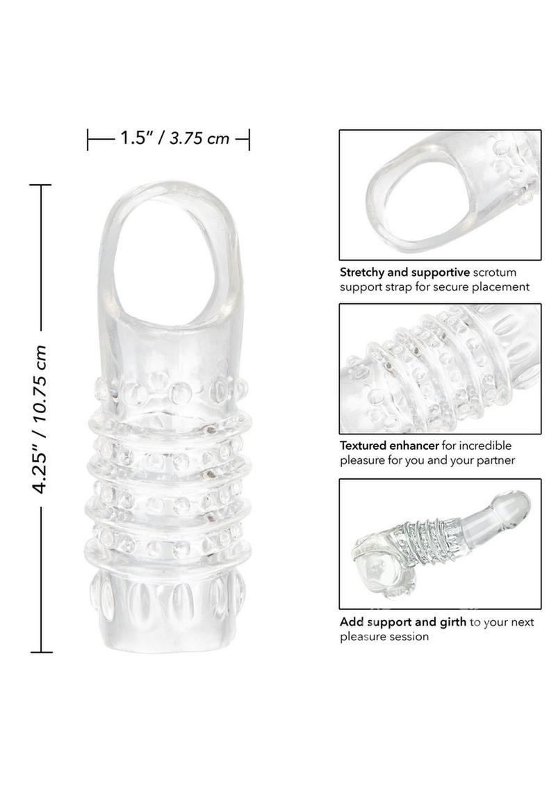 Stimulation Enhancer Textured Penis Sleeve 4.25in - Clear