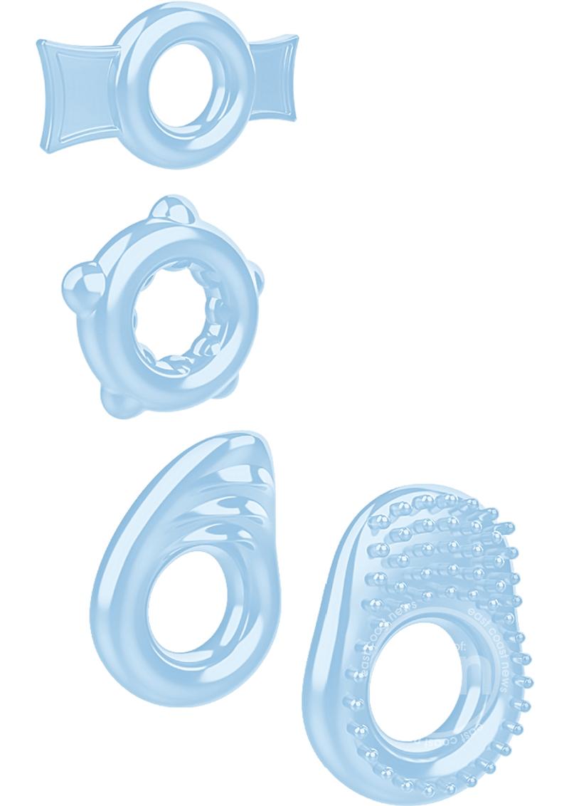 Zero Tolerance Ring A Ding Ding Cock Ring Kit (4 piece kit) - Blue