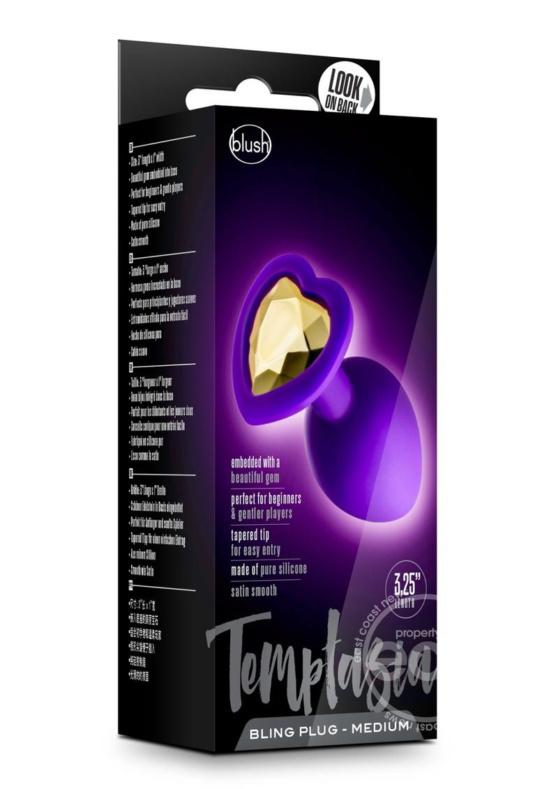 Temptasia Bling Plug Silicone Butt Plug - Medium - Purple