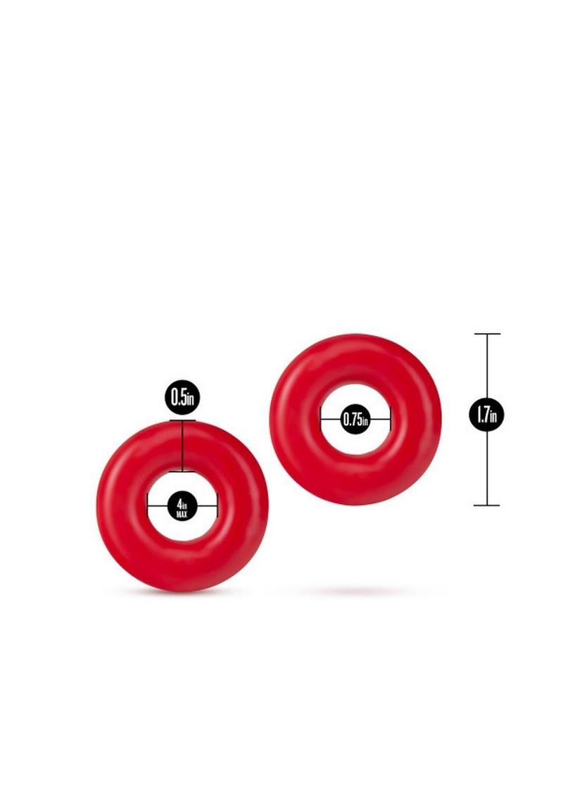 Stay Hard Donut Cock Rings Oversized (2 pack )- Red