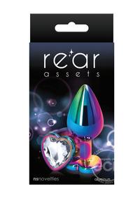 Rear Assets Multicolor Heart Anal Plug - Medium - Clear