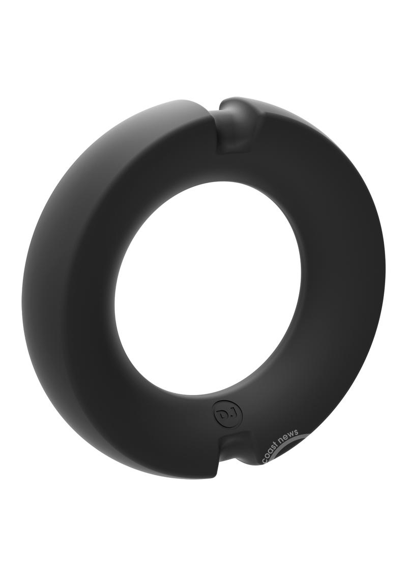 Kink Stretchable Silicone-Covered Metal Cock Ring - 45mm - Black