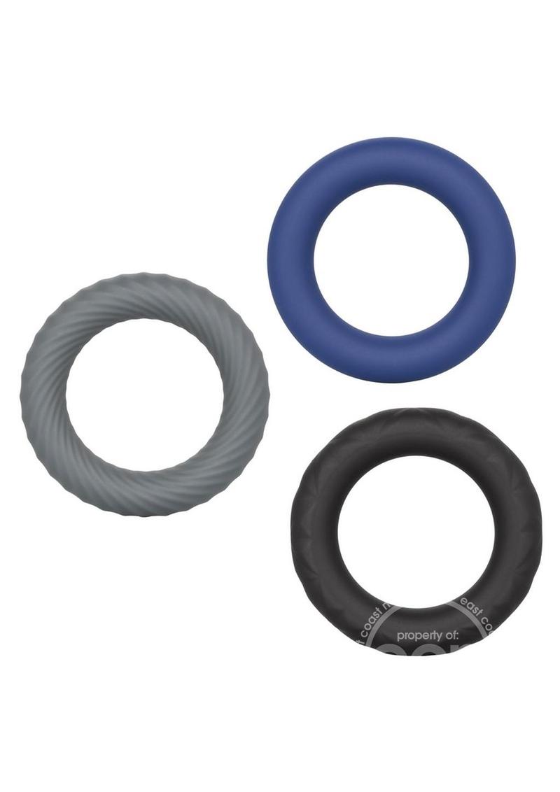 Link Up Ultra Soft Extreme Silicone Cock Ring Set (3 Pieces) - Black/Gray