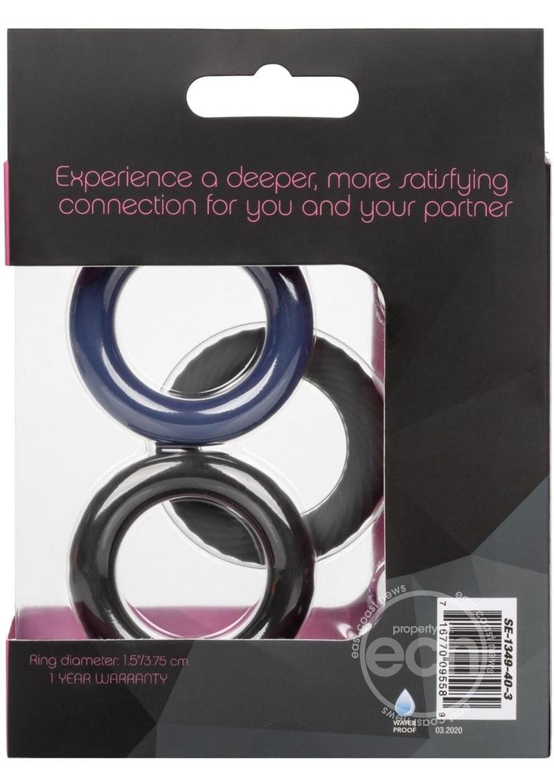 Link Up Ultra Soft Extreme Silicone Cock Ring Set (3 Pieces) - Black/Gray