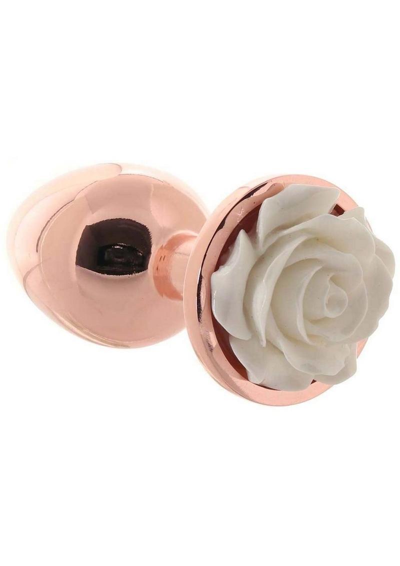 Rear Assets Rose Aluminum Anal Plug - Small - White/Rose Gold