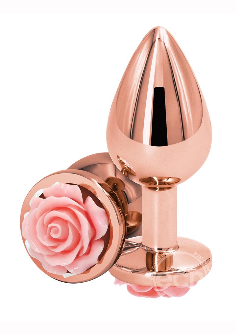 Rear Assets Rose Aluminum Anal Plug - Medium - Pink/Rose Gold