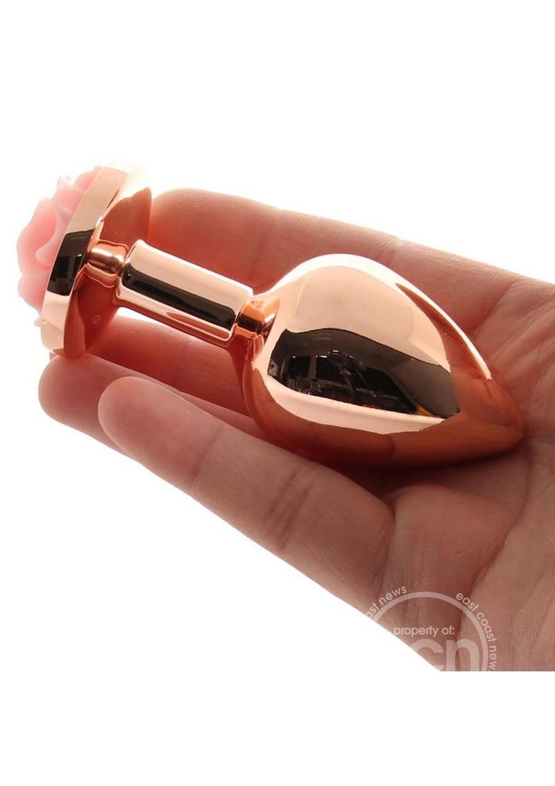 Rear Assets Rose Aluminum Anal Plug - Medium - Pink/Rose Gold