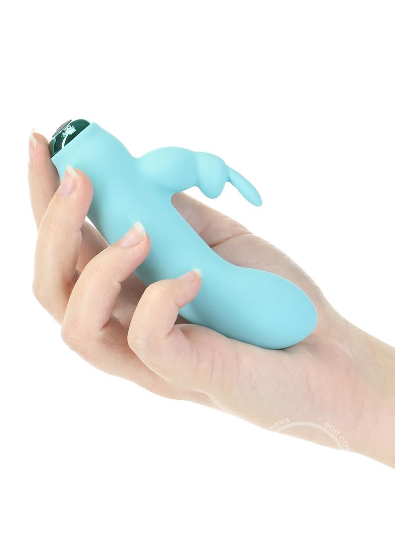 PowerBullet Alice's Bunny Silicone Rechargeable Rabbit Vibrator- Teal