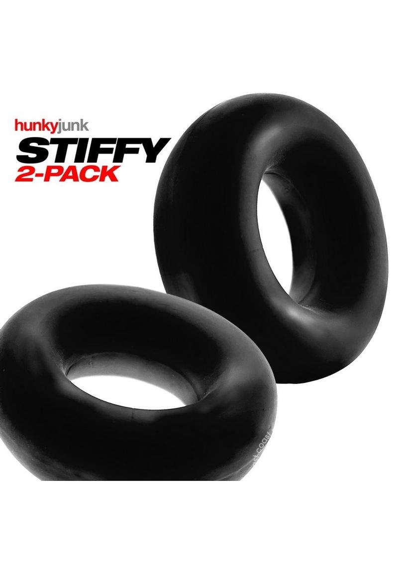 Hunkyjunk Stiffy Bulge Silicone Cock Rings (2 pack) - Tar Ice