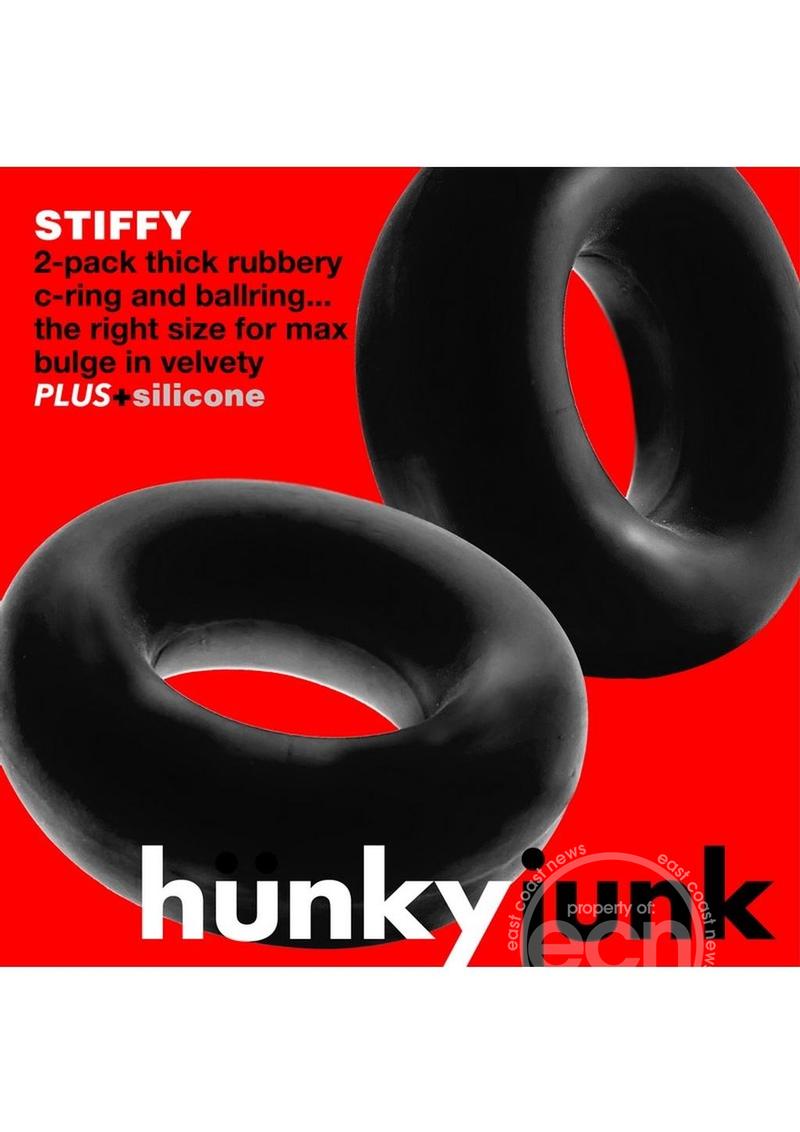 Hunkyjunk Stiffy Bulge Silicone Cock Rings (2 pack) - Tar Ice