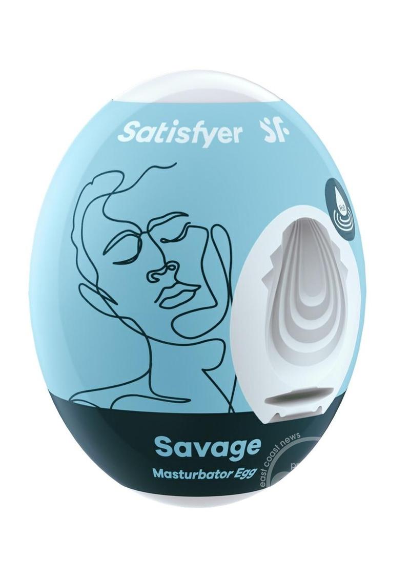 Satisfyer Masturbator Egg 3 Pack Set (Savage) - Blue