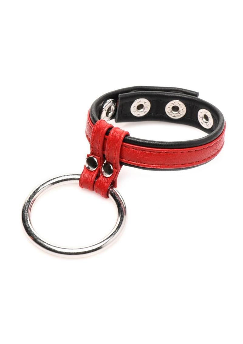 Strict Leather Cock Gear Leather and Steel Cock & Ball Ring - Red