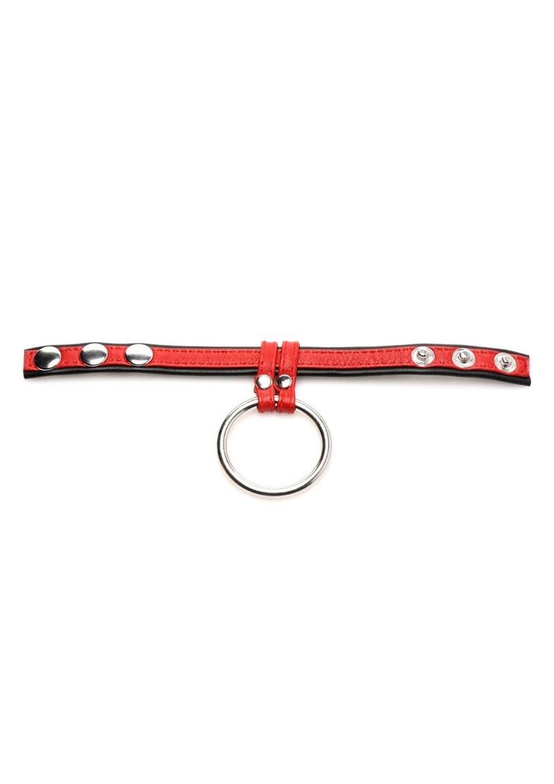 Strict Leather Cock Gear Leather and Steel Cock & Ball Ring - Red