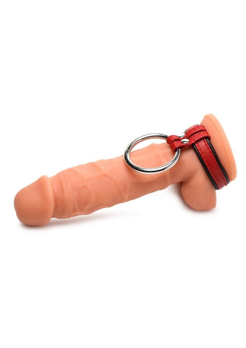 Strict Leather Cock Gear Leather and Steel Cock & Ball Ring - Red