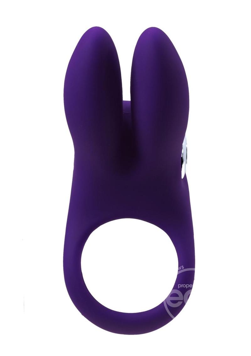 VeDO Sexy Bunny Rechargeable Silicone Couples Cock Ring - Deep Purple
