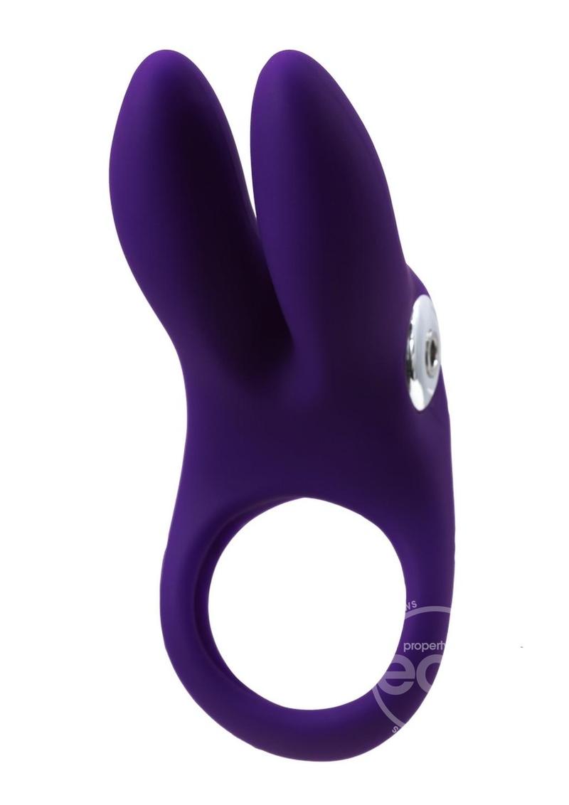 VeDO Sexy Bunny Rechargeable Silicone Couples Cock Ring - Deep Purple