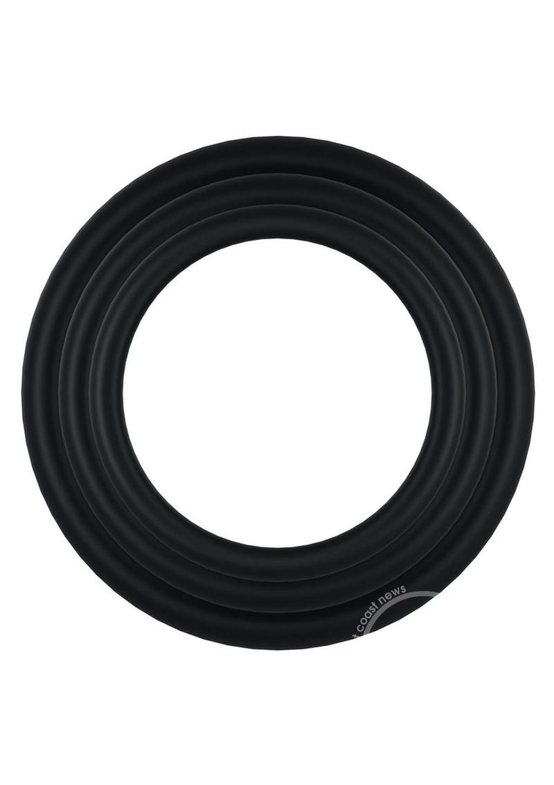 Rock Solid Tri-Pack Rubber Gasket Cock Ring - Black