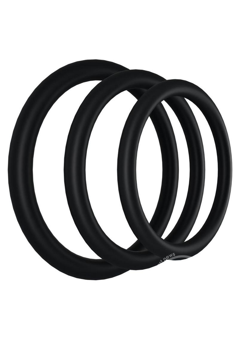 Rock Solid Tri-Pack Rubber Gasket Cock Ring - Black