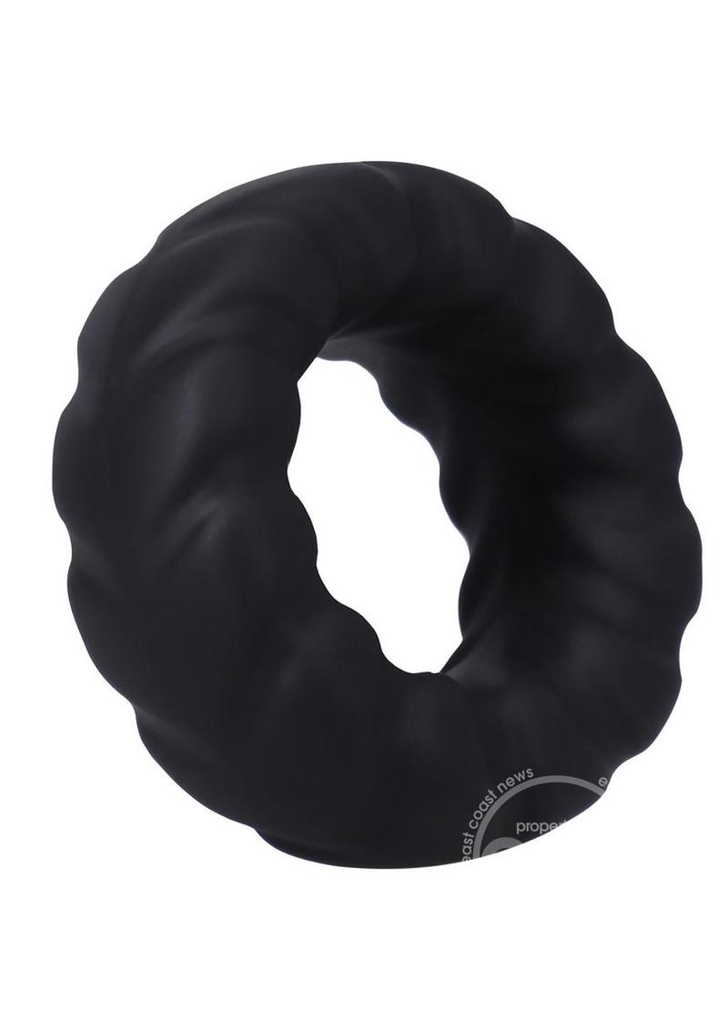 Rock Solid Fat Tire Silicone Cock Ring - Black