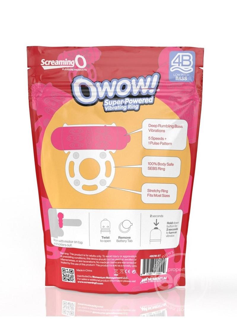 Screaming O 4B O Wow Vibrating Ring - Strawberry