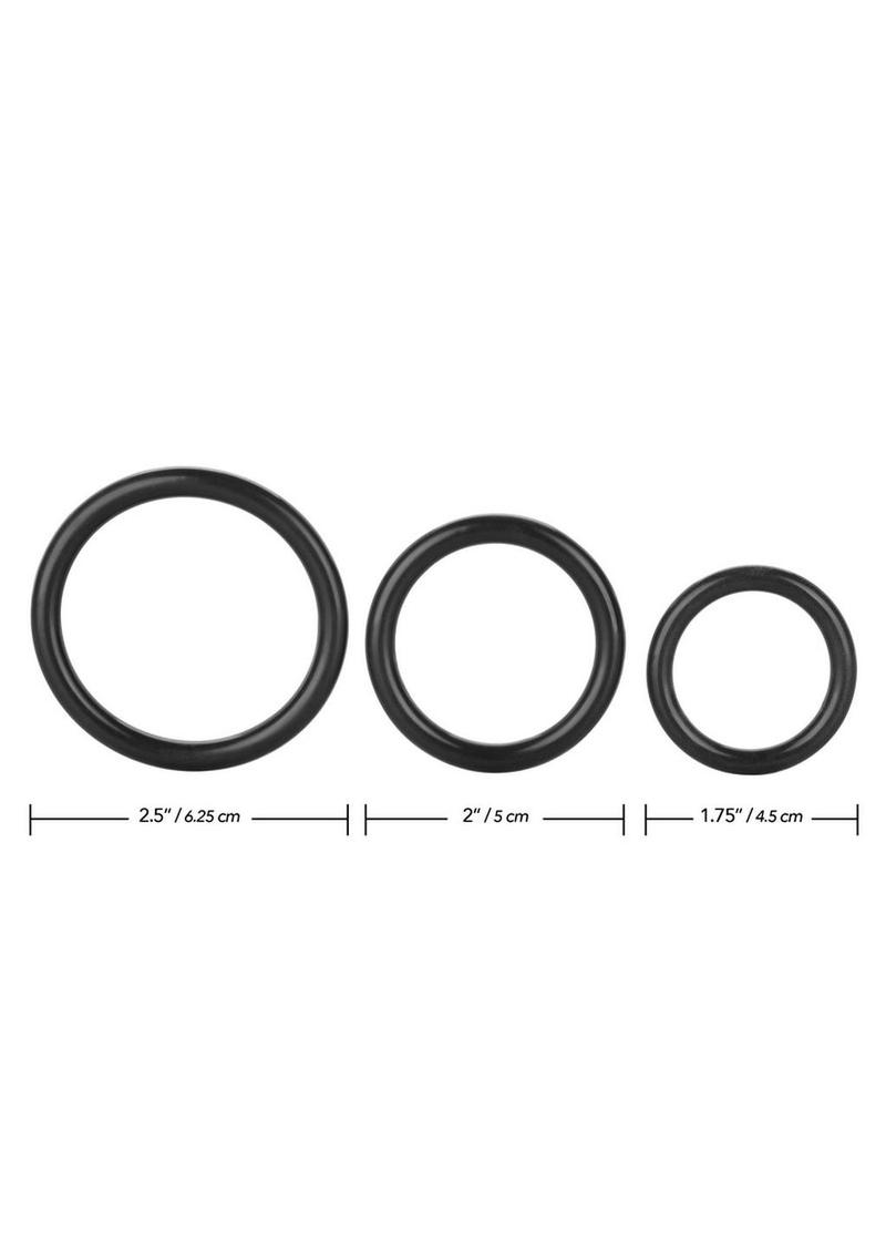 Tri Rings Cock Ring Set (3 Piece Set) - Black