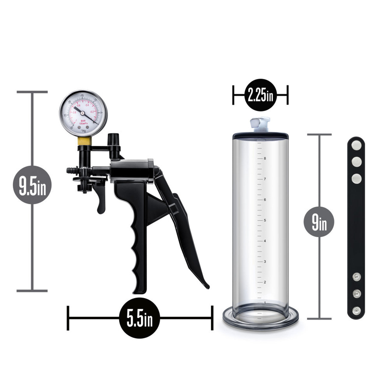 Performance - VX8 Premium Penis Pump System With Silicone Cock Strap - Clear