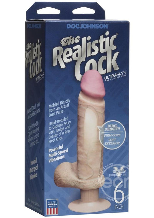 The Realistic Cock Ultraskyn Vibrating Dildo 6in - Vanilla