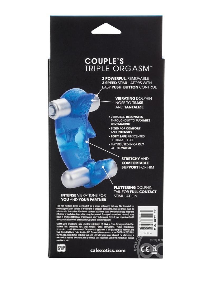 Couples Triple Orgasm Vibrating Cock Ring - Blue