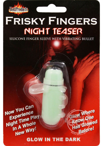 Frisky Fingers Night Teaser Silicone Finger Sleeve with Vibrating Bullet Glow In The Dark