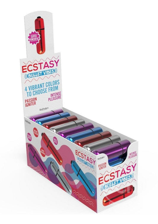 Ecstasy Multi Orgasmic Bullet Vibrator -  4 Assorted Colors (36 Per Display)