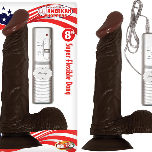 AFRO AMERICAN WHOPPER-8″VIBRATING W/ BALLS BROWN