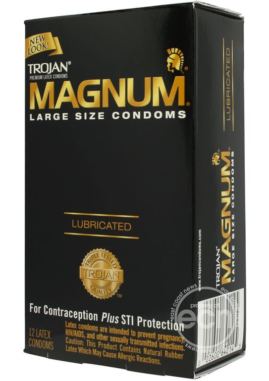 Trojan Condom Magnum Large Size Lubricated 12 Pack