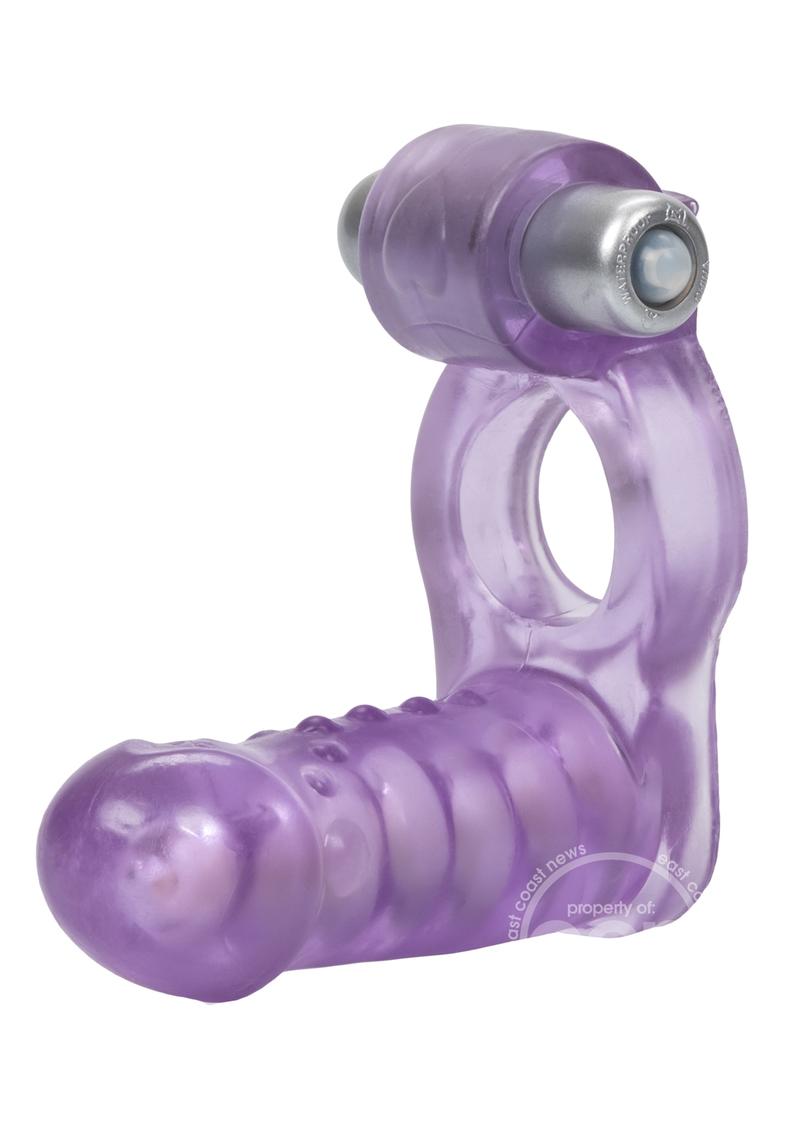 Double Diver Vibrating Enhancer with Flexible Penetrator 3 Speed Removable Bullet - Clear