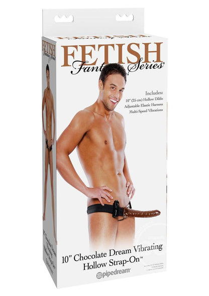 Fetish Fantasy Series Chocolate Dream Vibrating Hollow Strap-On 10in - Chocolate