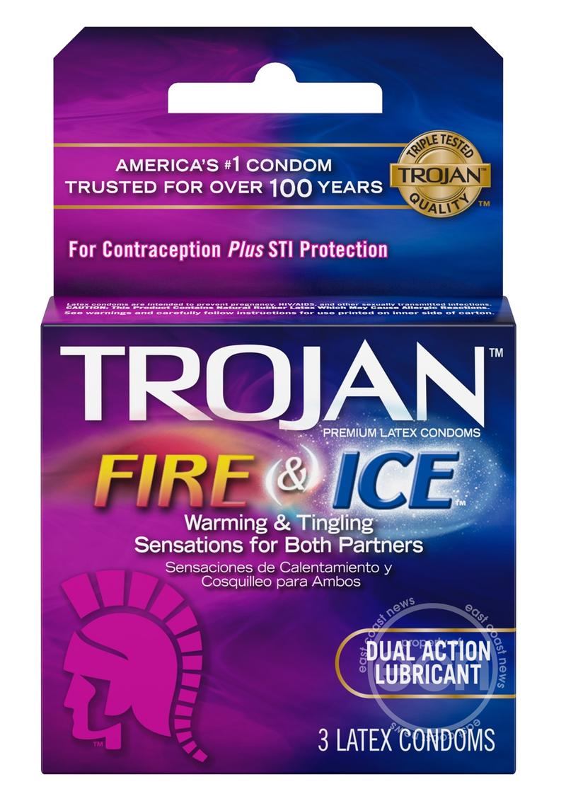 Trojan Condom Pleasures Fire & Ice Dual Action Lubricant 3 Pack