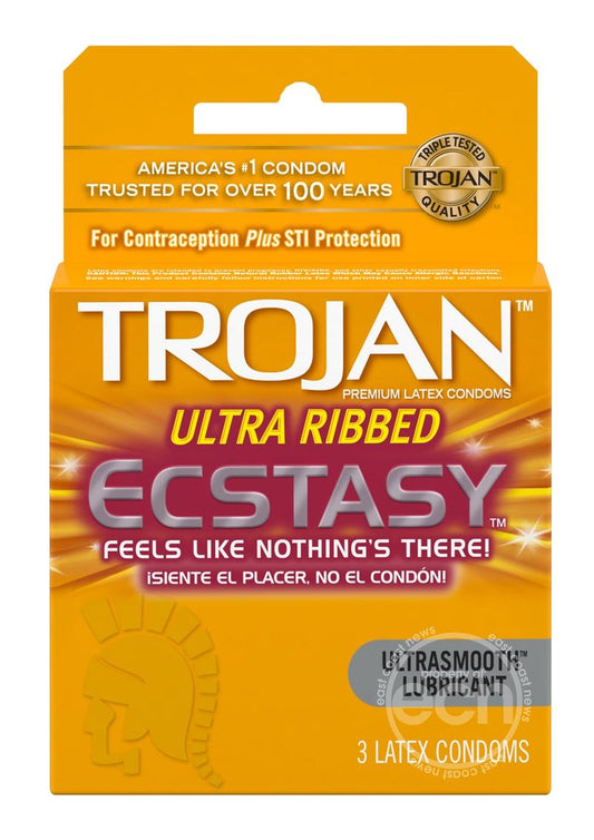 Trojan Condom Stimulations Ecstasy Lubrciated 2 Pack