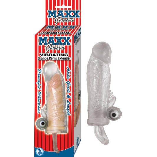 MAXX GEAR VIBRATING GRANDE PENIS EXTENDER-CLEAR