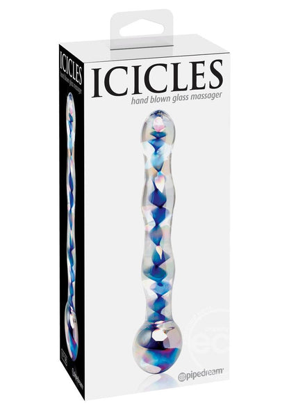 Icicles No. 8 Beaded Glass Dildo 7in - Clear/Blue