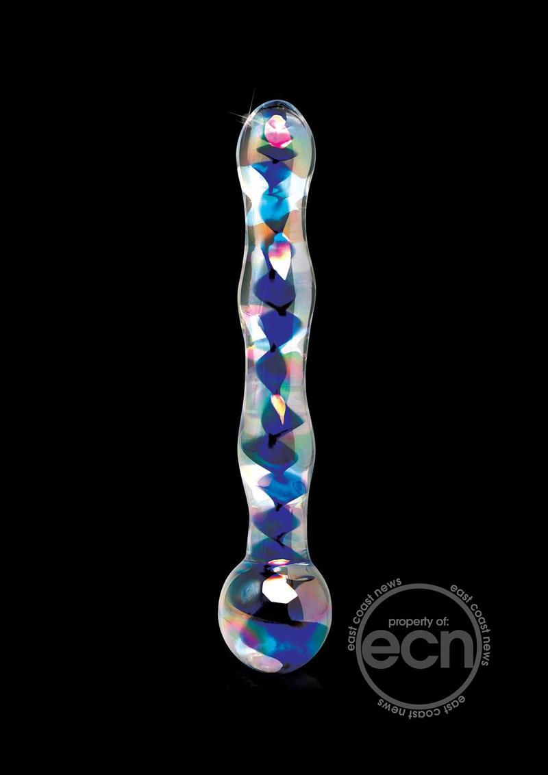 Icicles No. 8 Beaded Glass Dildo 7in - Clear/Blue