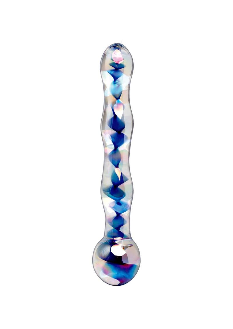 Icicles No. 8 Beaded Glass Dildo 7in - Clear/Blue