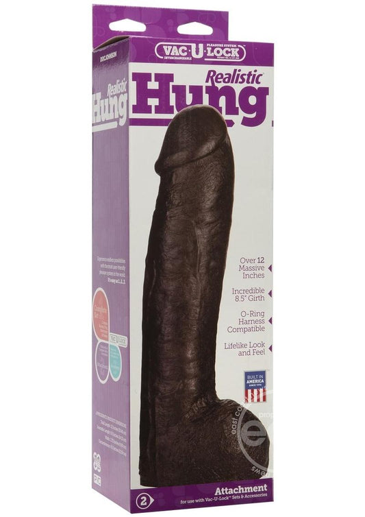 Vac-U-Lock Realistic Hung Dildo 12in - Black