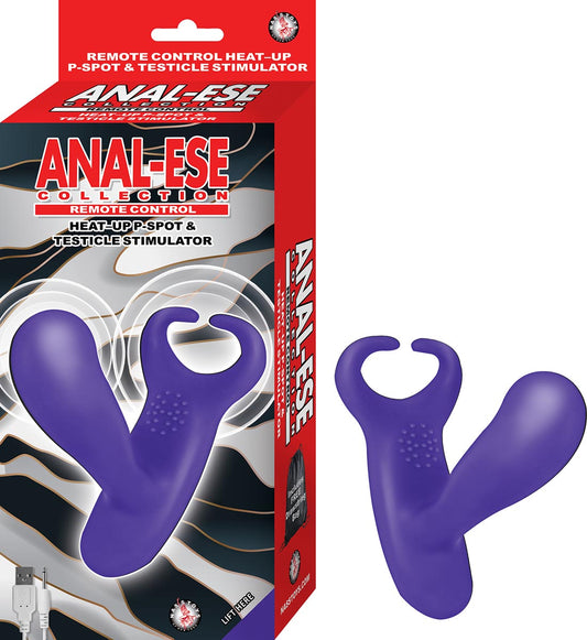 NAL-ESE REMOTE CONTROL HEAT-UP P-SPOT & TESTICLE STIMULATOR-PURPLE