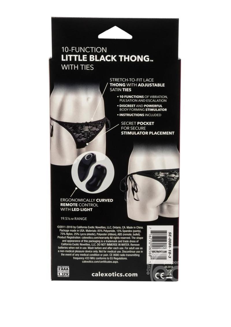 Little Black Thong Panty Vibe Massager with Remote Control - Black