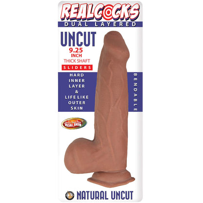 REALCOCKS DUAL LAYERED UNCUT SLIDERS 9.25″ THICK SHAFT-BROWN