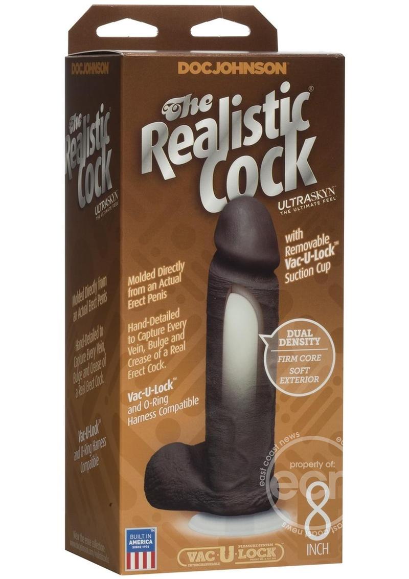 The Realistic Cock Ultraskyn Dildo 8in - Black